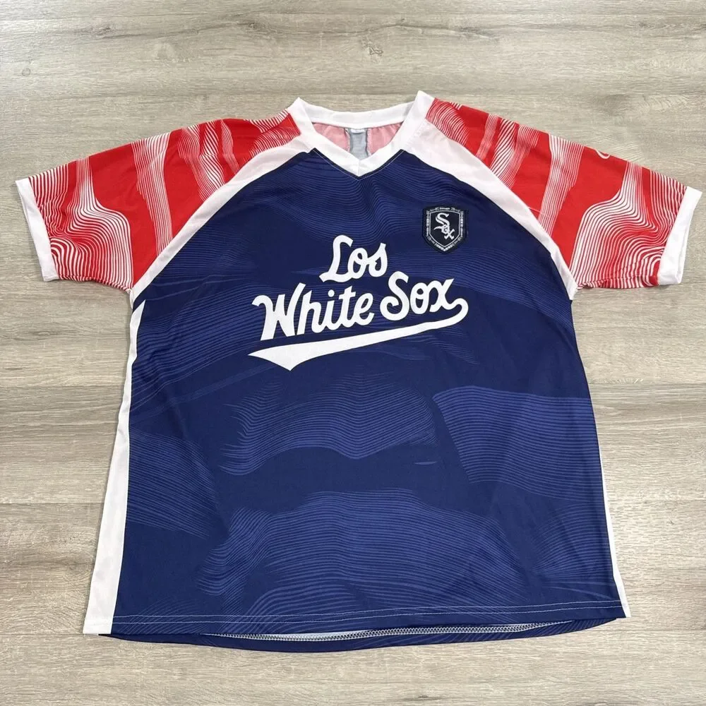Chicago White Sox Jersey Los White Sox Soccer Men's Blue Red XL Polyester
